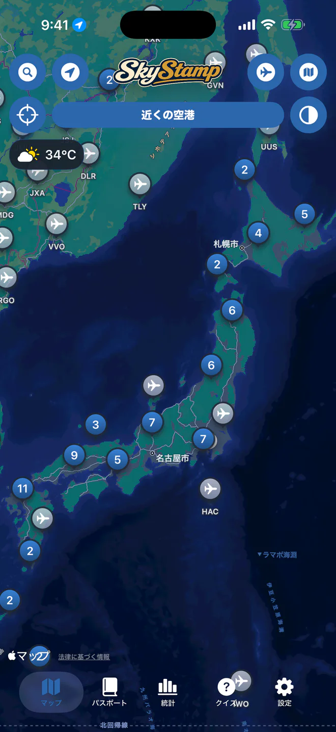 SkyStampのマップ画面